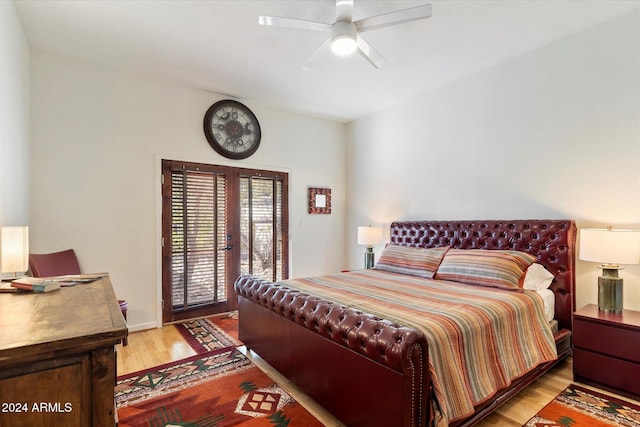 24218 N 85th St, Scottsdale, AZ 85255 - bedroom featuring access to exterior, wood finished floors, and ceiling fan