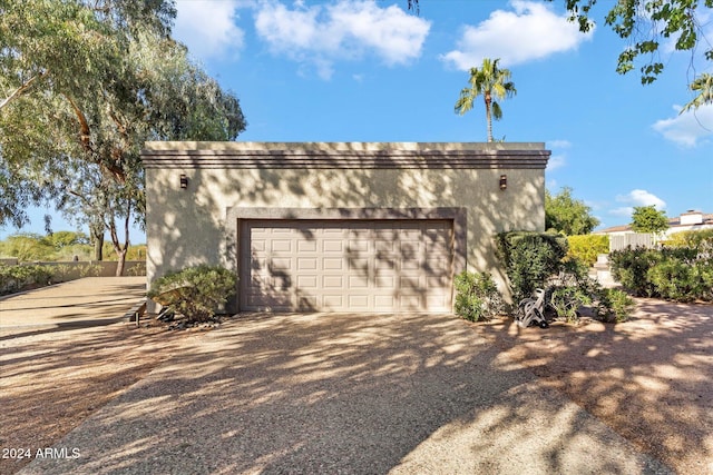 exterior space featuring a garage