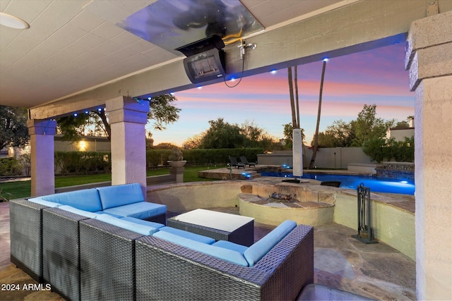 24218 N 85th St, Scottsdale, AZ 85255 - fenced backyard with outdoor lounge area and a patio area