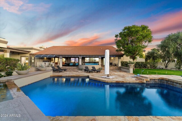 24218 N 85th St, Scottsdale, AZ 85255 - view of pool featuring a patio area and a lawn