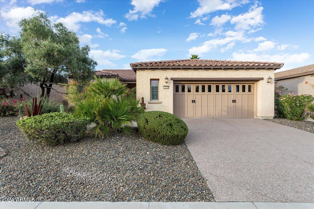 exterior space with a garage