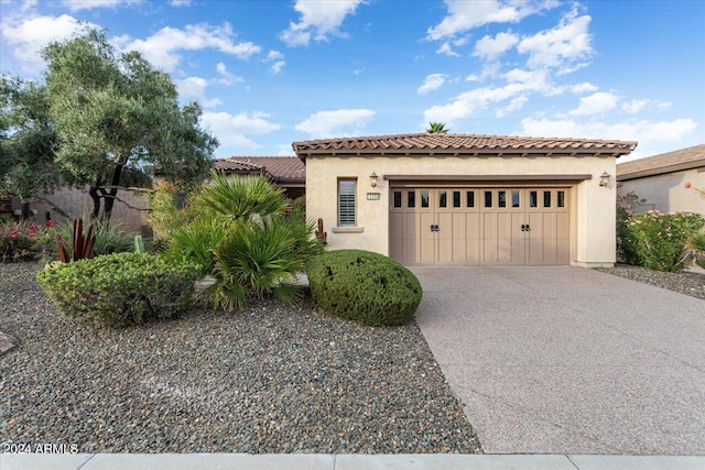 exterior space with a garage