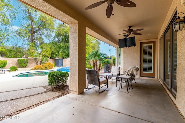 view of patio / terrace featuring a fenced in pool and a fenced backyard