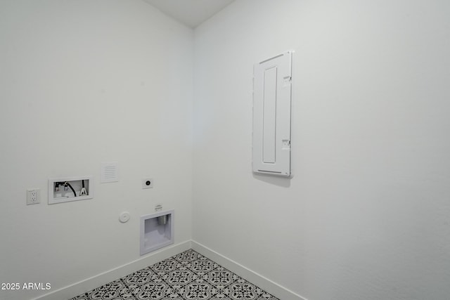 11045 N Hershey St, Surprise, AZ 85388 - laundry area featuring hookup for an electric dryer, baseboards, hookup for a washing machine, hookup for a gas dryer, and electric panel