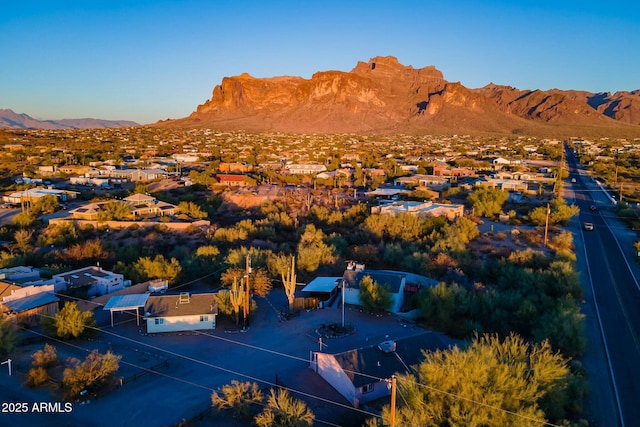 bird's eye view with a mountain view