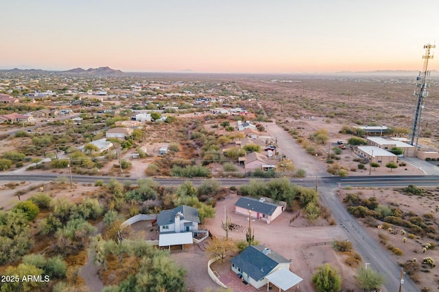 view of aerial view at dusk