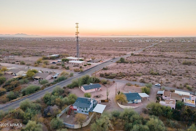 view of aerial view at dusk