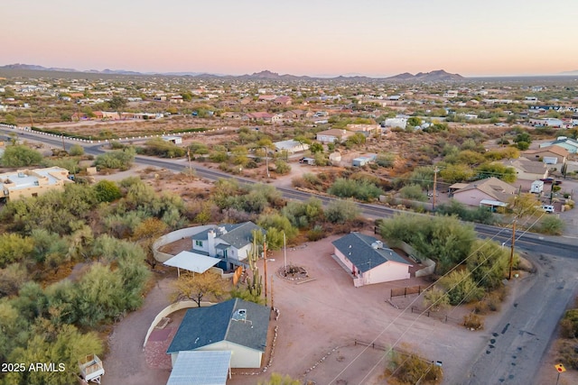 view of aerial view at dusk