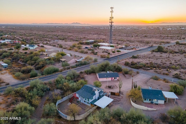 view of aerial view at dusk