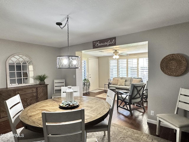 dining area featuring ceiling fan