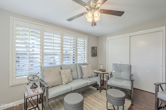 living room with hardwood / wood-style floors