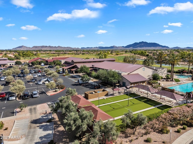 bird's eye view featuring a mountain view