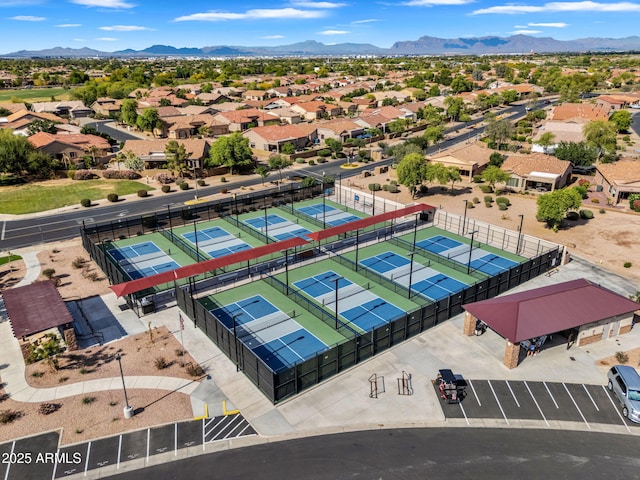 bird's eye view featuring a residential view and a mountain view