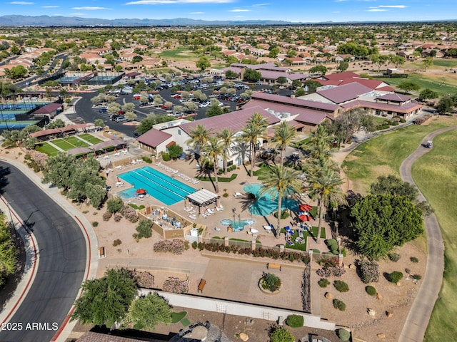 bird's eye view featuring a mountain view