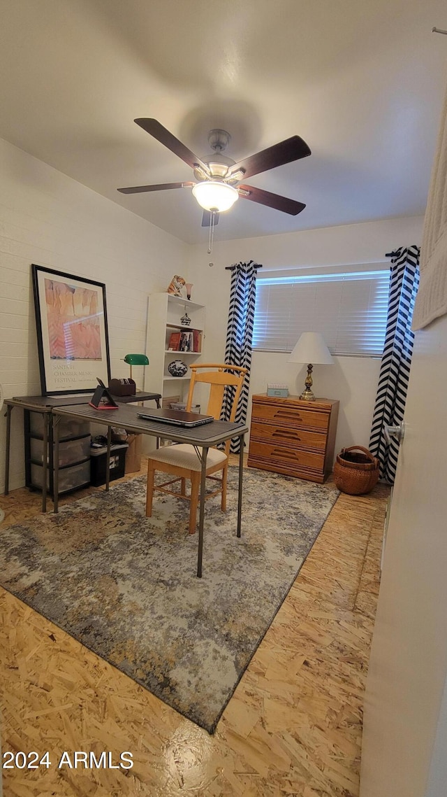 office featuring a ceiling fan