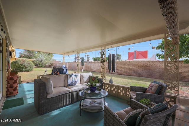 view of patio featuring an outdoor living space