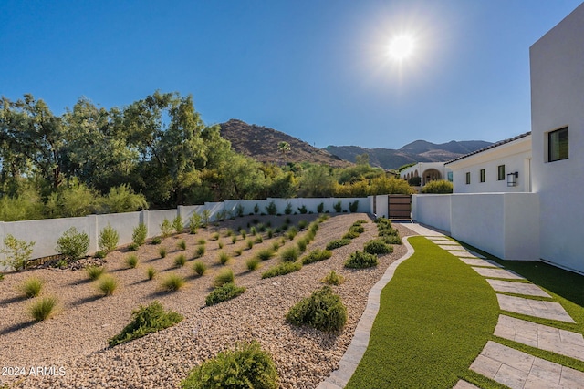 view of yard featuring a mountain view