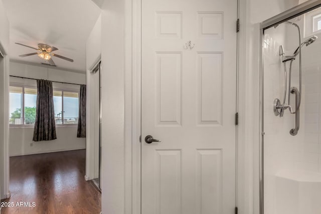 hall with dark wood finished floors