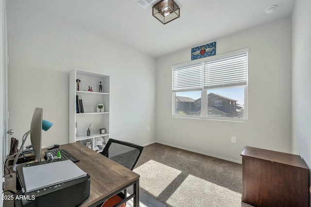 view of carpeted office space