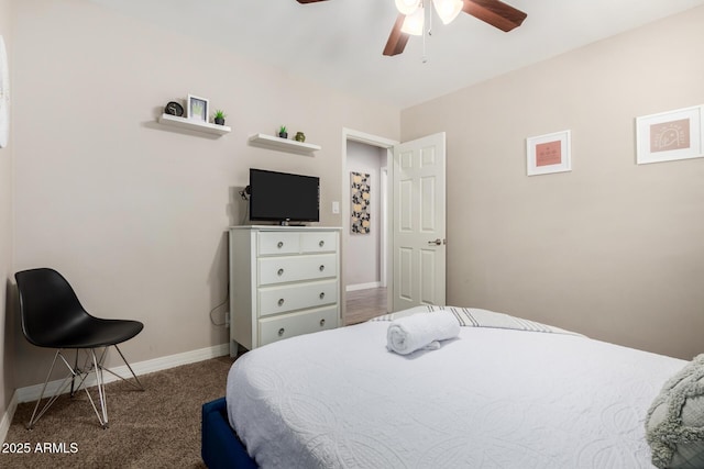 508 S Ernie Pl, Tempe, AZ 85281 - bedroom featuring a ceiling fan, baseboards, and carpet