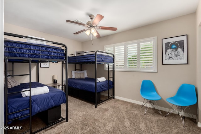 508 S Ernie Pl, Tempe, AZ 85281 - carpeted bedroom featuring baseboards, a ceiling fan, and visible vents