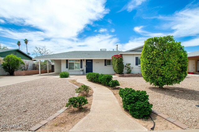 508 S Ernie Pl, Tempe, AZ 85281 - ranch-style home with an attached carport, concrete driveway, and brick siding