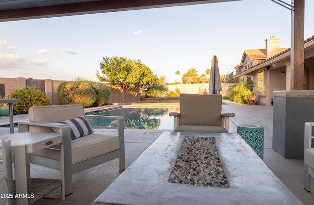 136 E Vera Ln, Tempe, AZ 85284 - patio terrace at dusk with a fenced backyard and a patio