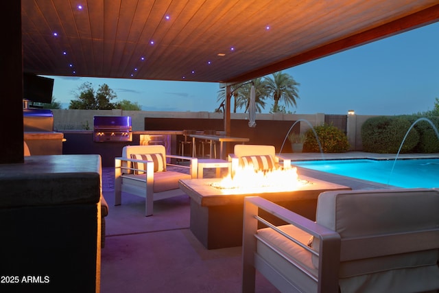 136 E Vera Ln, Tempe, AZ 85284 - fenced backyard featuring a fire pit, area for grilling, and a patio