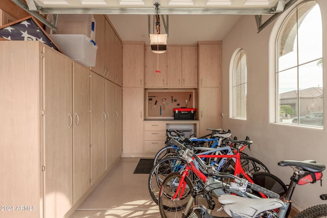 garage with a garage door opener