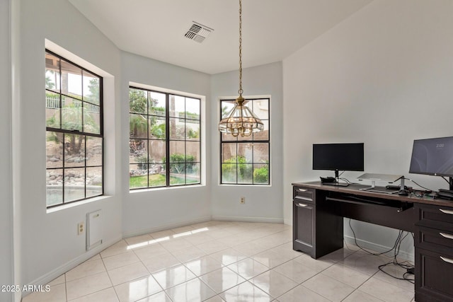 15430 N 19th Way, Phoenix, AZ 85022 - home office featuring a chandelier, light tile patterned floors, and baseboards