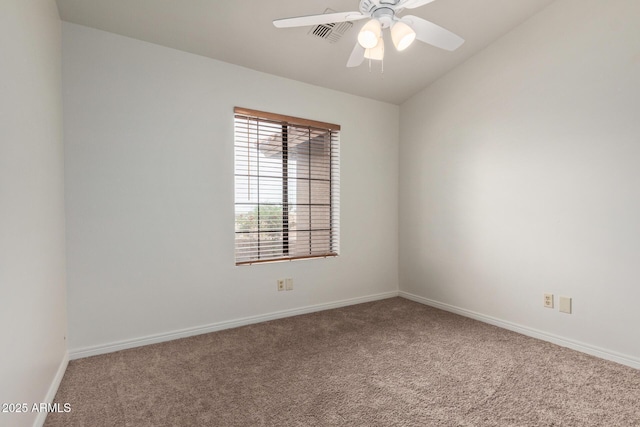 15430 N 19th Way, Phoenix, AZ 85022 - empty room featuring carpet, baseboards, a ceiling fan, and lofted ceiling