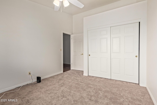 15430 N 19th Way, Phoenix, AZ 85022 - unfurnished bedroom featuring carpet flooring, a closet, baseboards, and a ceiling fan