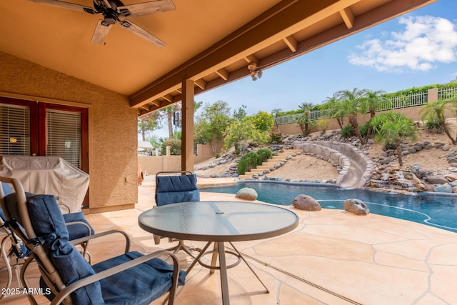 15430 N 19th Way, Phoenix, AZ 85022 - view of patio featuring a fenced backyard and ceiling fan