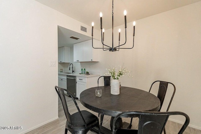 4268 N 68th Ave, Phoenix, AZ 85033 - dining area featuring a chandelier and light wood-style floors