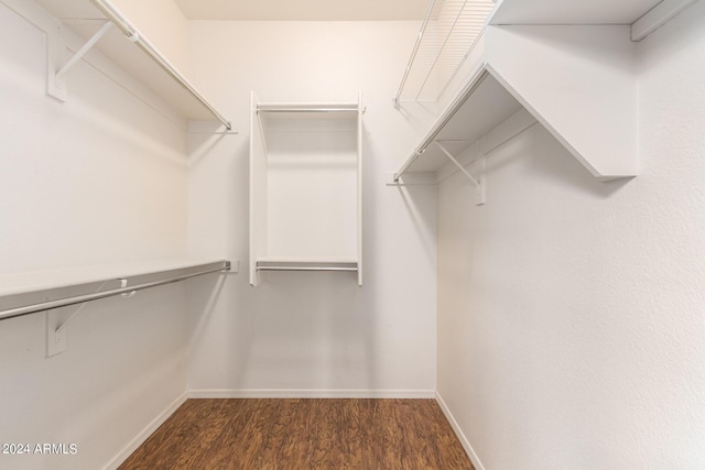 spacious closet with dark hardwood / wood-style floors