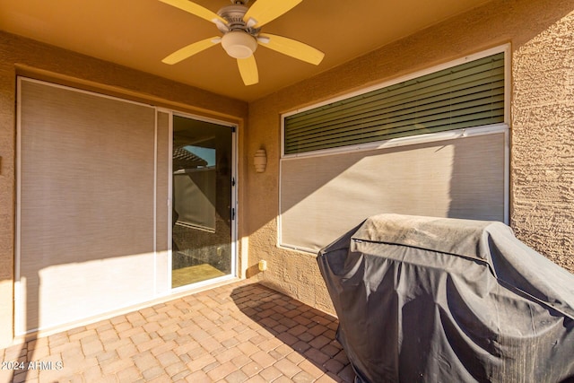 view of patio / terrace with ceiling fan