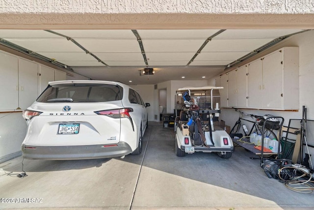 garage with a garage door opener