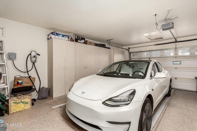 garage with a garage door opener