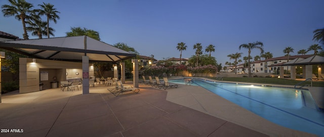 view of pool featuring a patio area and a gazebo