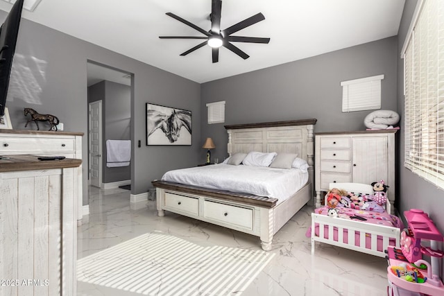 bedroom featuring ceiling fan