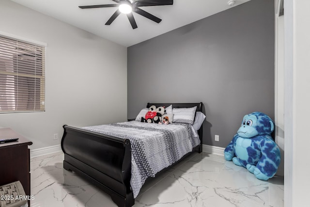 bedroom featuring ceiling fan