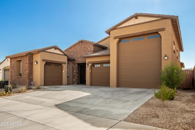 view of front of property with a garage