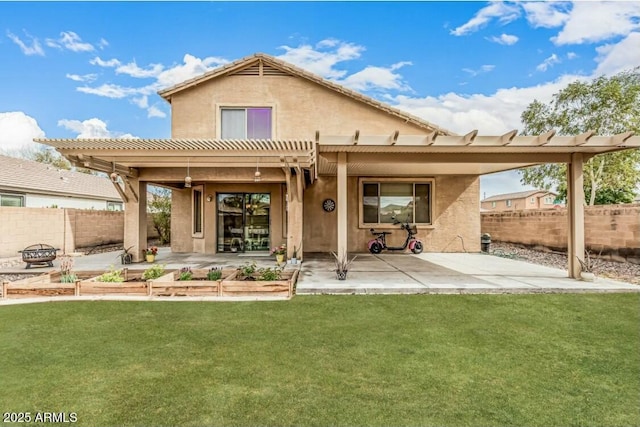 22337 E Via Del Palo, Queen Creek, AZ 85142 - back of house featuring a pergola, stucco siding, fence, and a patio