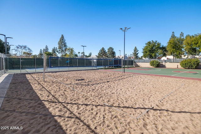 surrounding community with basketball hoop