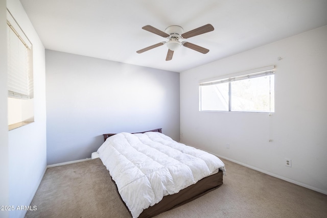 bedroom with carpet flooring and ceiling fan