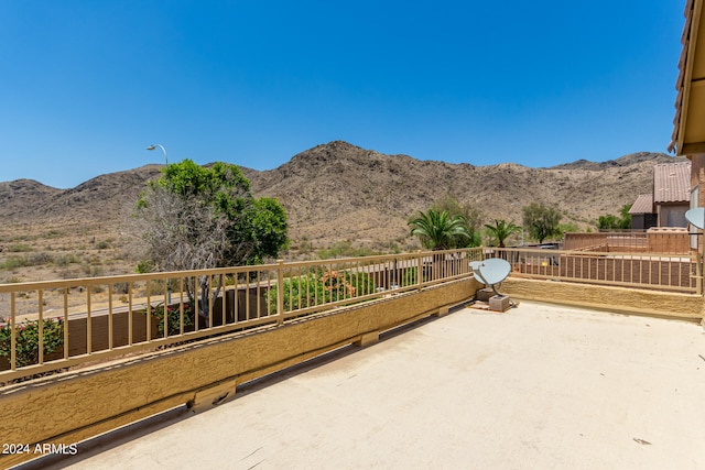 view of patio featuring a mountain view