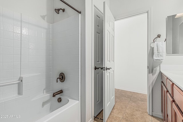 full bathroom featuring vanity and bathtub / shower combination