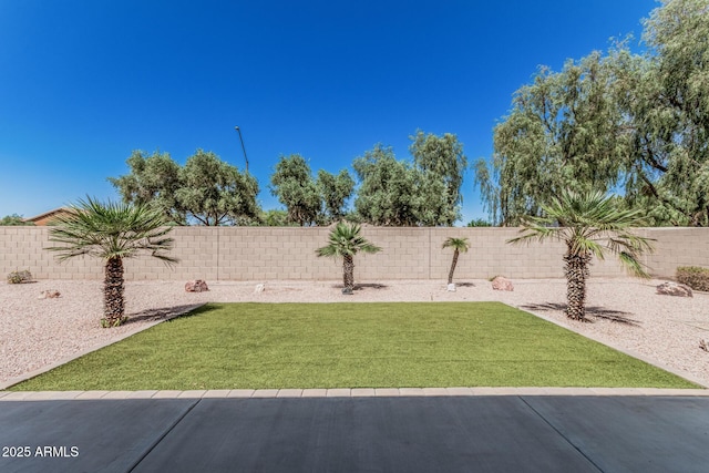 view of yard featuring a fenced backyard