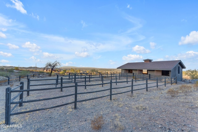 exterior space featuring a rural view