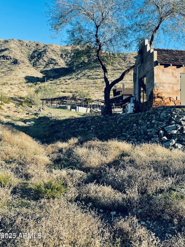 view of yard with a mountain view